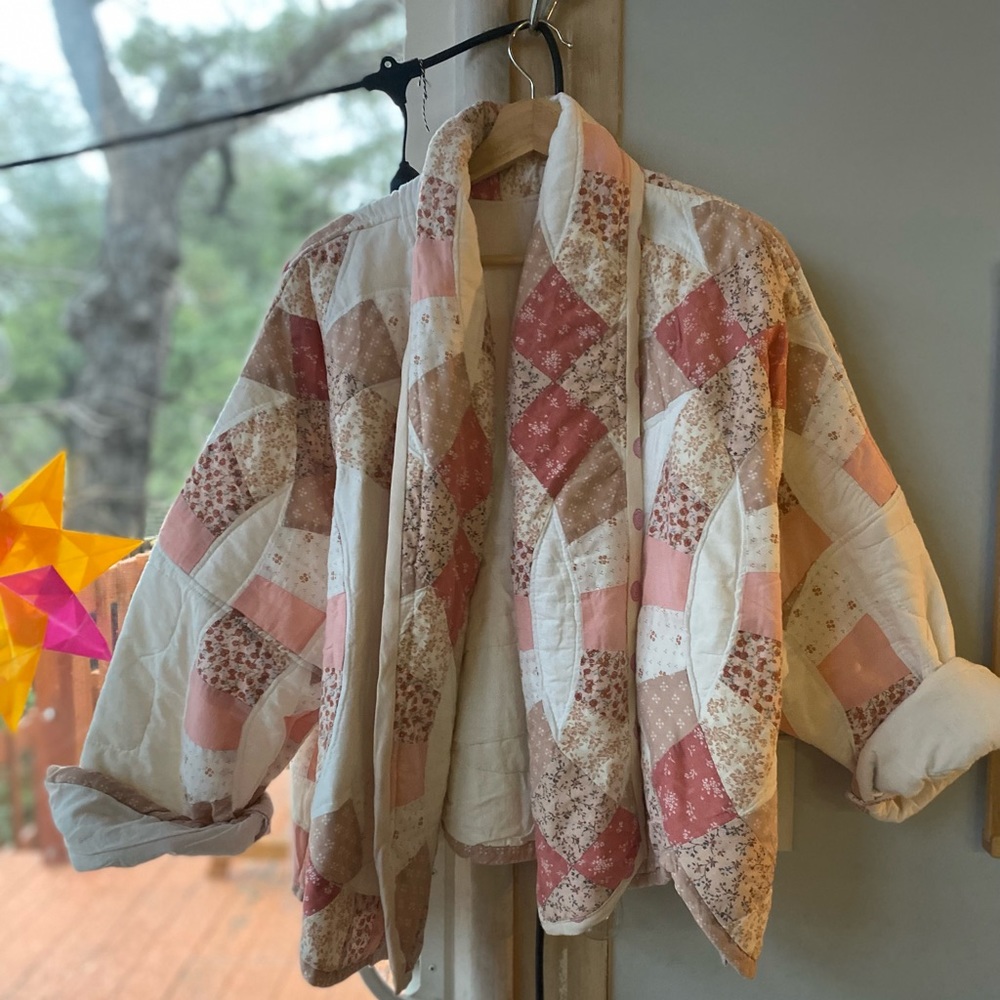 Vintage Handmade Vintage Patchwork Quilt Kimono Coat Jacket (One size)